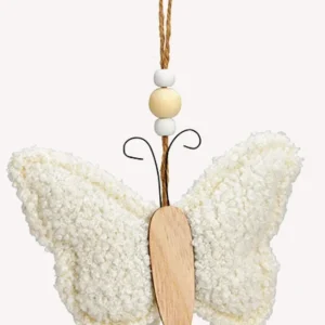 Hanger Vlinder Sherpa Wit 14x10x3cm
