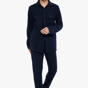 Arthur- Heren Pyjama Polaire Boutonne Marine